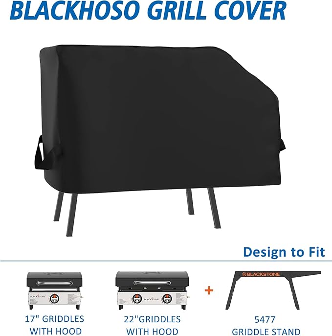 Grill Cover for Blackstone 17" 22" Tabletop with 5477 On-The-Go XL Hood and Stand, for Blackstone 17"/22" Tabletop Griddle with X-Large Griddle Stand, Heavy Duty Waterproof Outdoor Grilling Cover