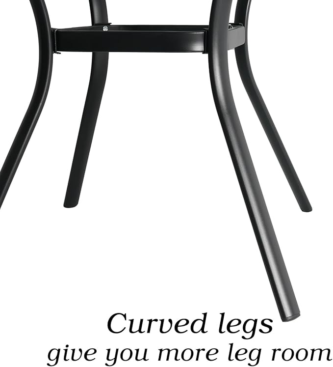48" Patio Outdoor Round Table for 6 Person, All Weather Metal Black Round Patio Dining Table with Adjustable Umbrella Hole
