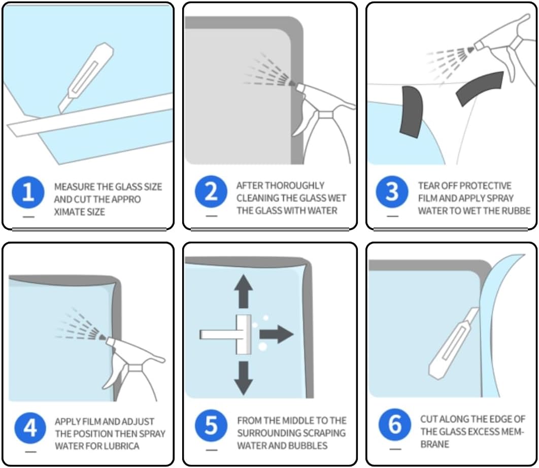Rockrose Professional Window Tint for Home – One Way Privacy Window Film for Home Offices Heat Blocker Reflective Adhesive Mirror Tint with 99% UV Block – Blue-Silver 24in x 15FT