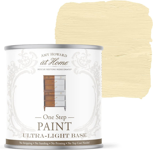 AMY HOWARD AT HOME Chalk-Based One Step Paint for Furniture, Cabinetry, Decor, Finish, and More | No Stripping, Sanding, or Priming | Ultra-Light Base | 32 Ounce | Mollie Yellow
