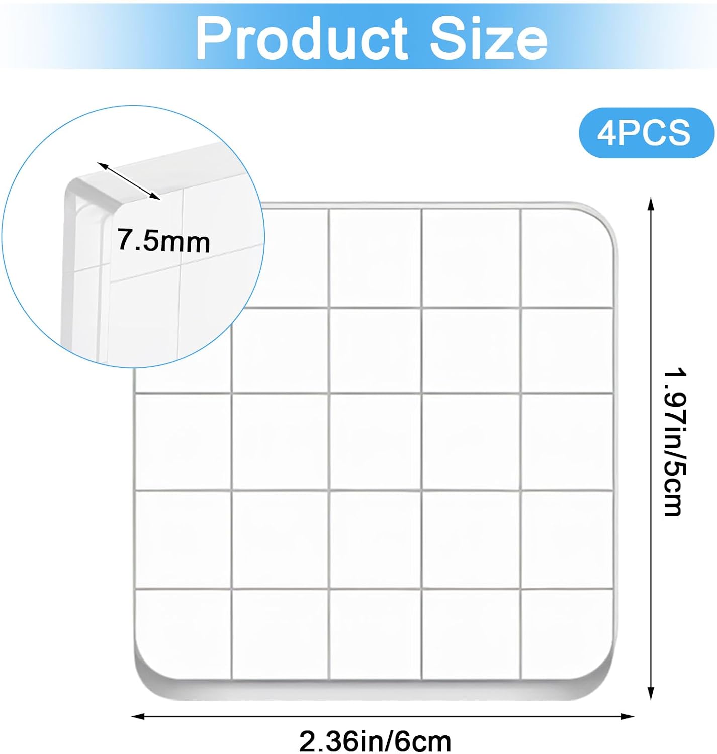 4PCS Acrylic Stamp Block,Square Acrylic Stamping Blocks, with Grid Lines, Clear Stamp Block, for DIY Crafts, Scrapbooking, Card Making, Decorations and Stamping Projects