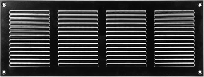 Repa Market 2-Pack Air Vent Cover 16x6 Inch (Outer Dimensions) Black Galvanized Steel Louvered Grill Cover with Mesh Screen/Wall or Ceiling Vent/HVAC Register for Indoor and Outdoor Ventilation