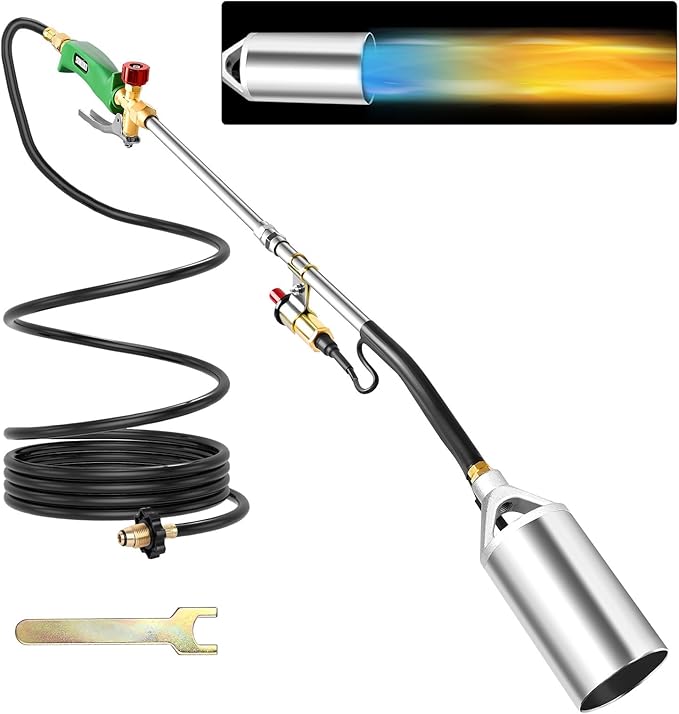 Sondiko Powerful Weed Burner, Propane Torch High Output Weed Torch with 11.5FT Hose, Heavy Duty Blow Torch, Weed Torches for Outside(Propane Tank Not Included)