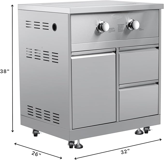 KoolMore 32 in. Outdoor Kitchen Liquid Propane Side Burner with Bottom Cabinet in Stainless-Steel (KM-OKS-SBC)