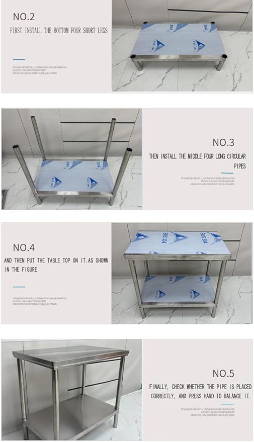 Stainless Steel Commercial Kitchen Prep Table, 39x20 Inch, NSF Work Table with Undershelf, 5-Layer Wire Drawing Process, Easy Installation (39IN*20IN*30IN*Double-Deck Workbench)