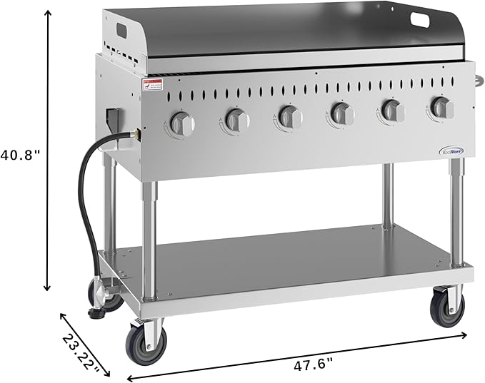 48 in. Commercial Outdoor Propane Gas Grill with Griddle, ETL Listed in Stainless-Steel (CGKIT4-48G)