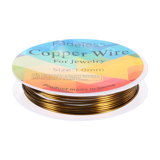 HARFINGTON 5ft Jewelry Wire, 18 Gauge (1mm) Brass Craft Soft Metal Tarnish Resistant Copper Beading Wire for Jewelry Making Supplies Crafting, Ancient Blue