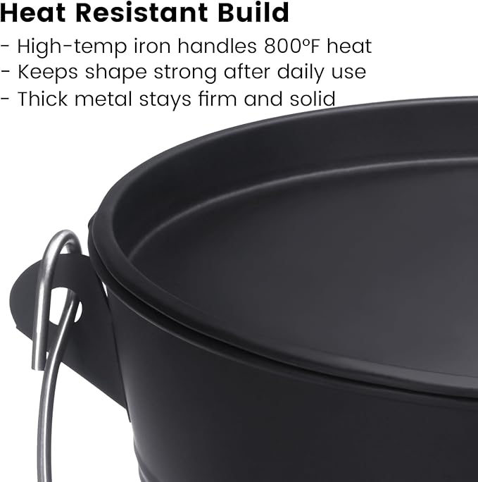 GameXcel Ash Bucket with Lid and Shovel Hand Broom - 1.5 Gallon Galvanized Iron Metal Fireplace Tools Ash Pail for Fire Places Fire Pits Wood Burning Stoves Hearth Accessories Indoor Outdoor, Black