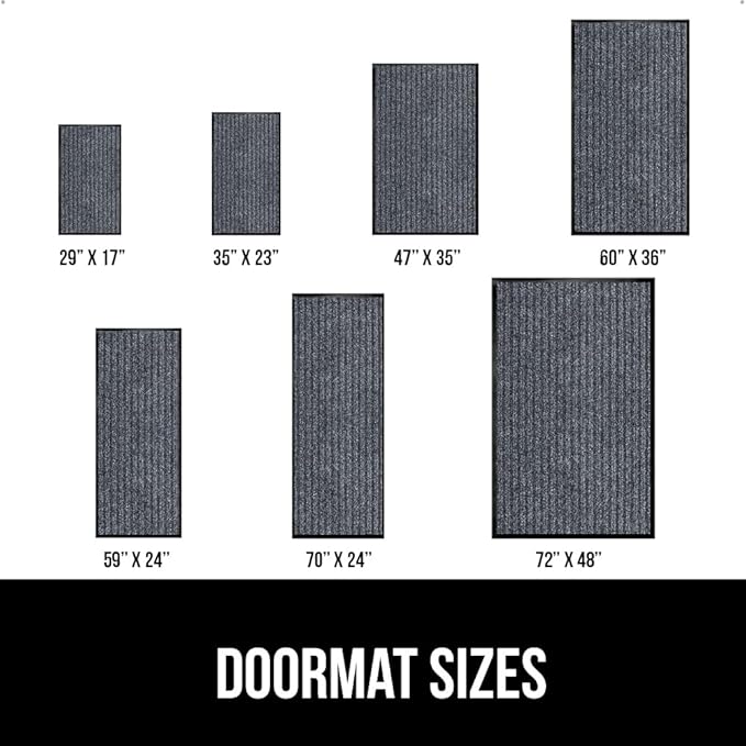 GORILLA GRIP Waterproof Traffic Guard Door Mat, 35x23, Heavy Duty Entryway Mats, Strong Rubber Back Commercial Utility Rugs for Office Hallway, Garage Floor and Home, Low Profile Carpet, Charcoal Gray