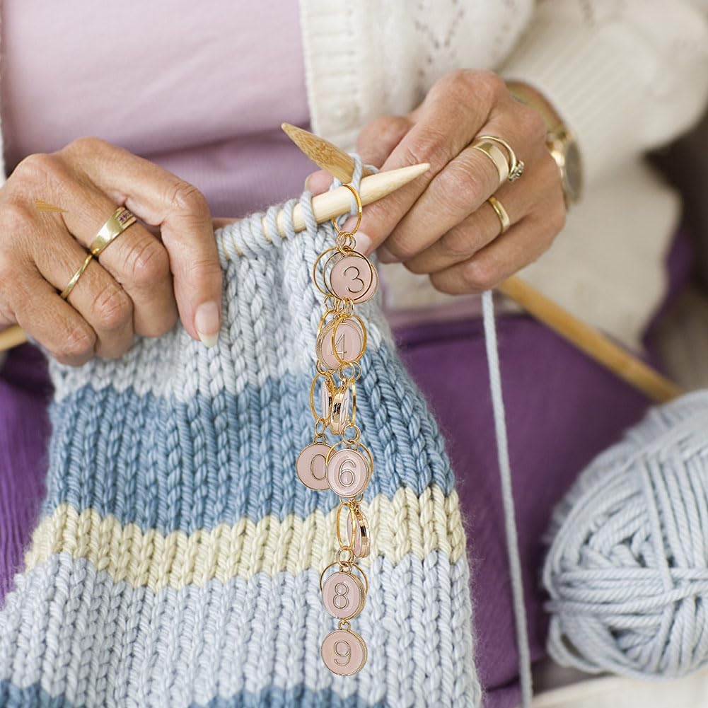 NBEADS 2 Pcs 0-9 Enamel Number Knitting Row Counter Chains, Alloy Stitch Markers Row Counting Accessories for Knitting Crochet Tracking Project Progress