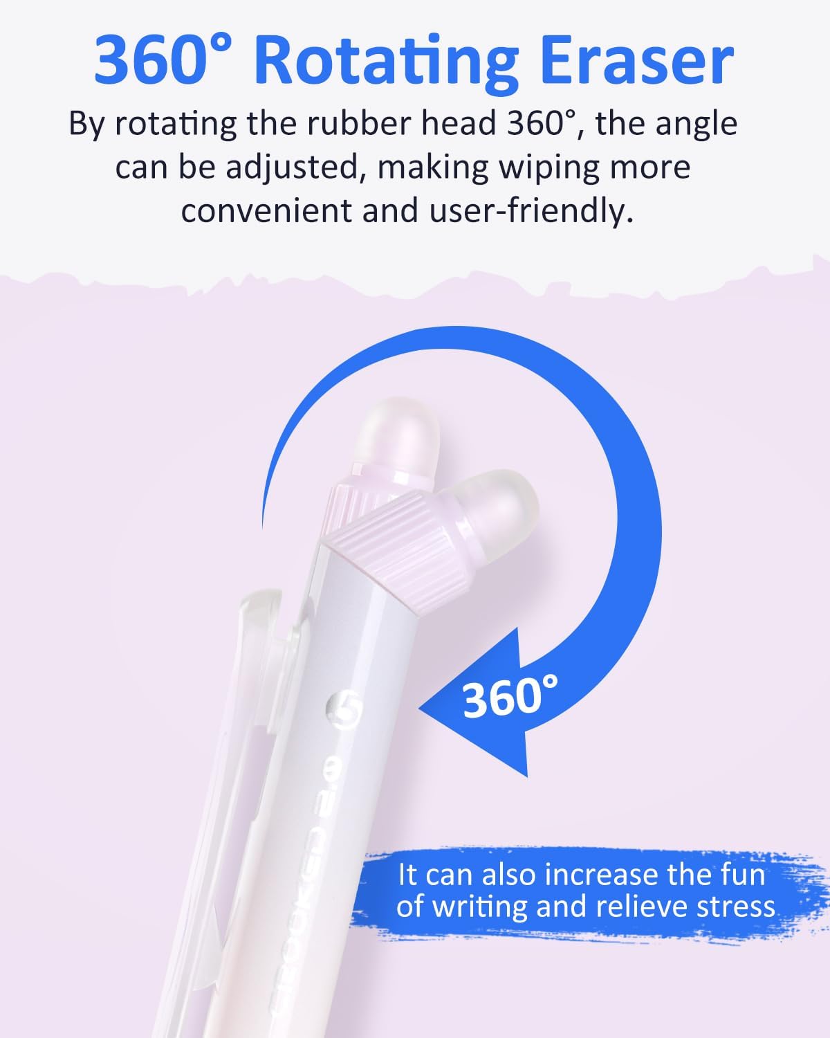 Solati Erasable Pens, 6 Pack Fine Point 0.5mm Black Erasable Gel Pens with 360°Rotating Erasers, Make Mistakes Disappear, Comfort Grip for Drawing, Writing, Planning, and Crossword Puzzles (Blue Ink)