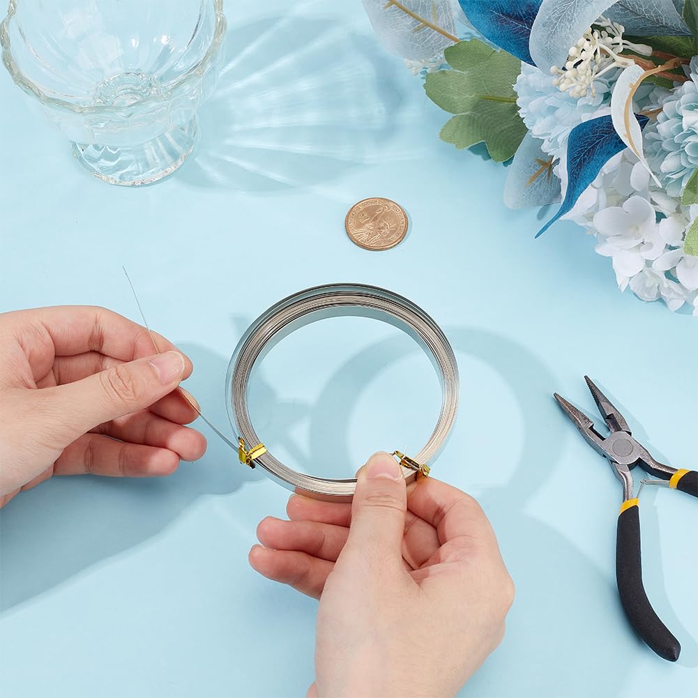 BENECREAT 19.7 Feet 32Gauge Flat Nickel Silver Wire, 8mm Wide Flat Bezel White Copper DIY Bezel Setting Wire for DIY Jewelry Craft Making Gem Wrapping