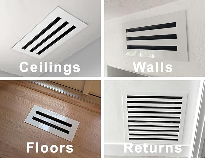 BUILDMART - 14x8 White Modern AC Vent Cover - Decorative Air Vent - Standard Linear Slot Diffuser - Register Grille for Ceiling, Walls & Floors - Texas Buildmart