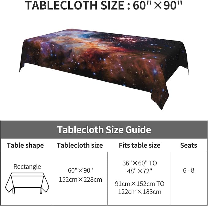 Worltoldb Galaxy Tablecloths Polyester Table Cloth for Kitchen Dinning Table Washable Table Cover for Parties Wedding Picnic
