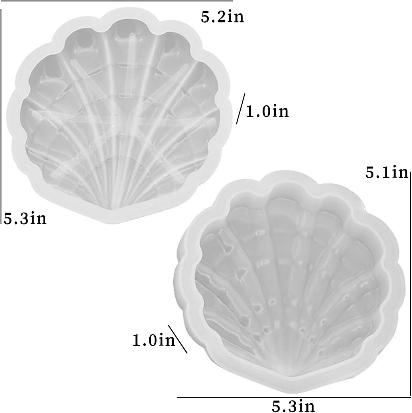 Wehous Seashell Box Resin Molds with Lid, 3D Shell Shape Storage Container Box Silicone Molds for Epoxy Resin Concrete, Marine Jewelry Holder Trinket Organizer Tray Mold DIY Art Casting Craft Decor