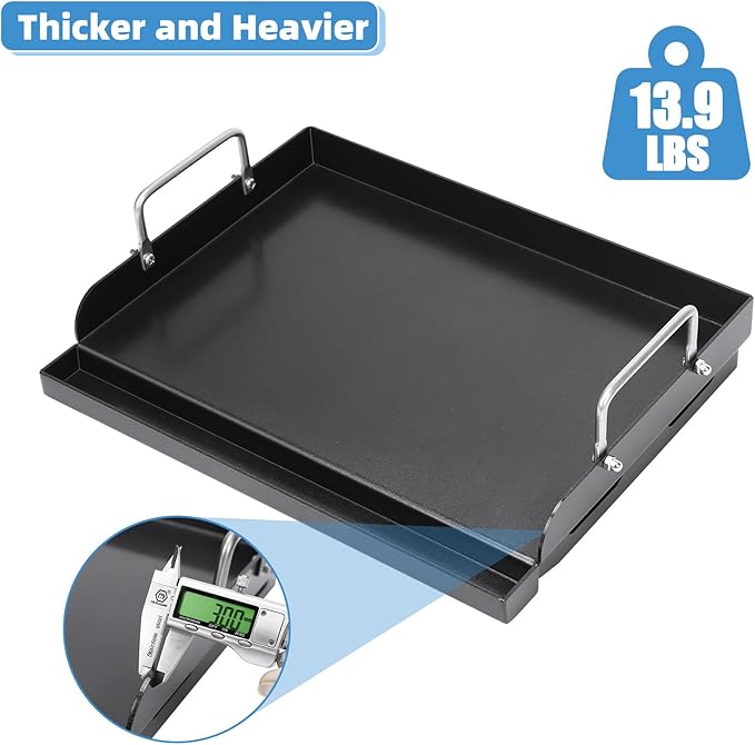 Universal Griddle Plate for Gas Grill – Premium Ceramic Coating Cooking Griddle for Gas Stove/Charcoal/Electric, 17x13 Inches, Flat Top Plate Insert for Outdoor Grill