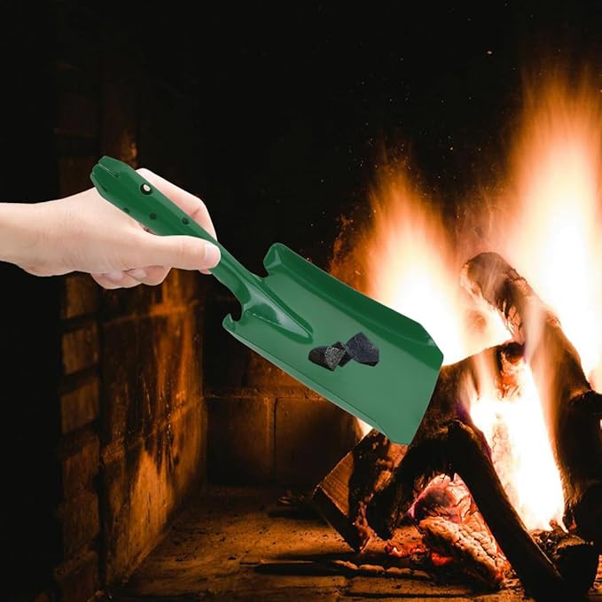 BESPORTBLE Ash Scoop for Fireplace, Fire Pit & Wood Stove – Small Iron Coal Hand Shovel, Compact Metal Cleaning Tool, Green