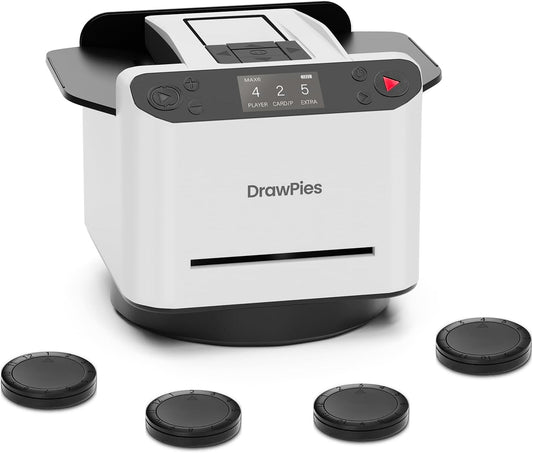 Automatic Card shuffler and Dealer 2-in-1 Machine 2025, 1-12 Player, Rotatable 360°, Remote Card Calling, Ultra Quiet, Rechargeable, for Board Games and Poker, Casino Card, UNO (White)