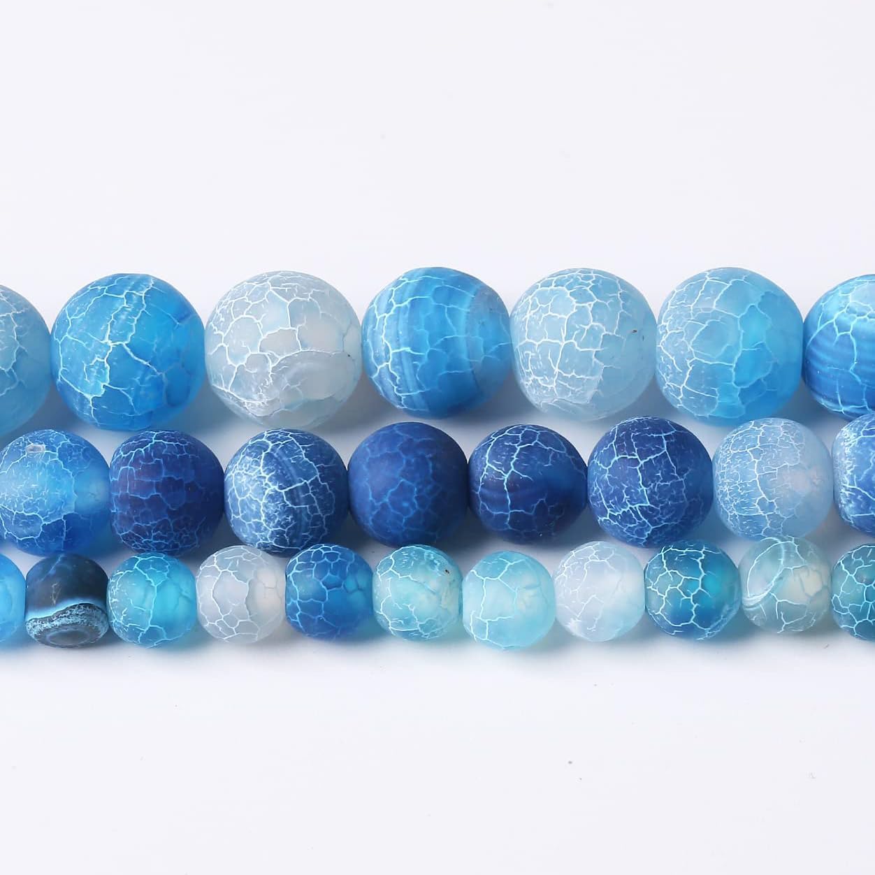 48PCS 8MM Blue Frosted Agate Stone Beads Energy Healing Beads for DIY Jewelry Bracelet Necklace Making for Jewelry Making15Inch