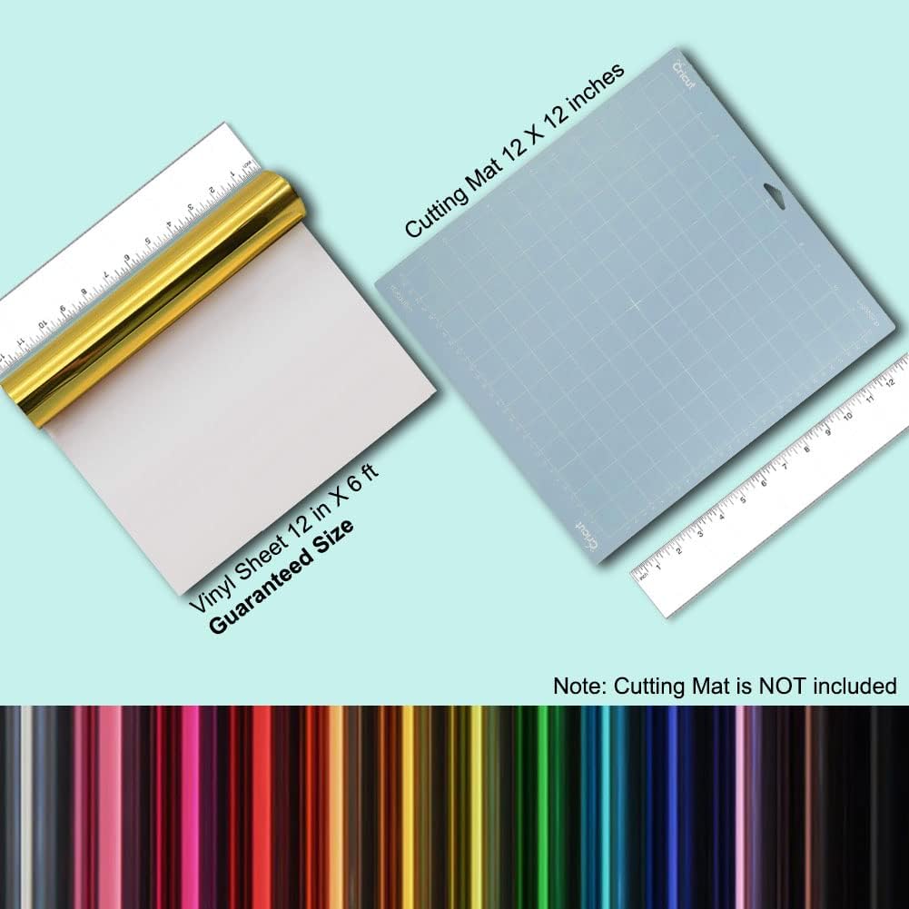 Tvinyl Warehouse Gold HTV Foil Heat Transfer Vinyl Roll 12" x 6FT for T-Shirt, Compatible with All Cutters