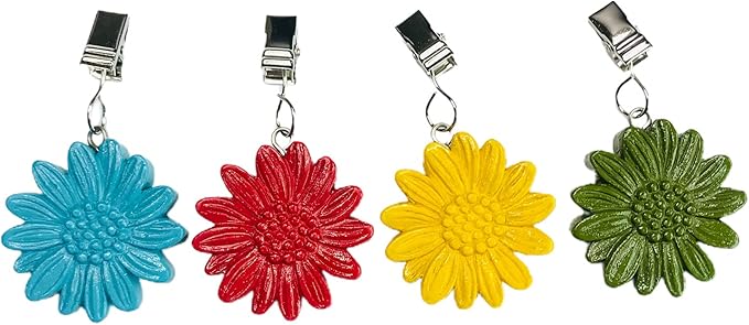 TwoFish Home Set of 4 Colorful Sunflower Resin Tablecloth Weights Clips Colorful Sunflower Handicraft Tablecloth Clamps Pack of 4