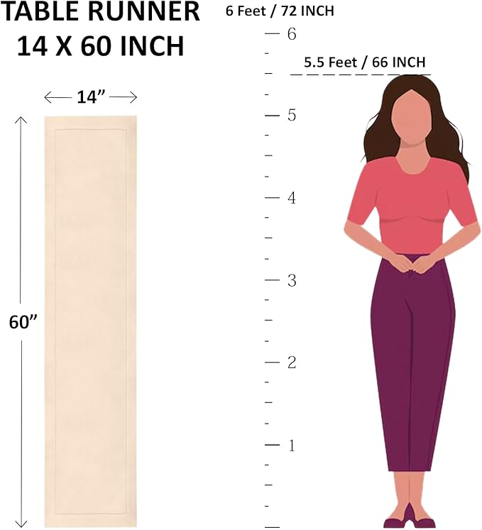 Solino Home Cotton Linen Table Runner 60 Inches - Pastel Turquoise Hemstitch Table Runner 14 x 60 Inch Ideal for Dresser and Coffee Tables, Spring, Easter
