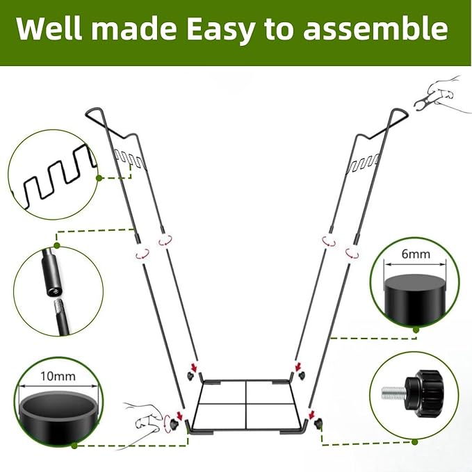 Garden Trash Bag Holder - Outdoor Leaf Bag Support Stand Multi-Use Metal Garbage Bag Holder Frame Holds 30-45 Gallons Bag for Leaves, Camping, Yard Weeding, Lawn Party(2PCS)