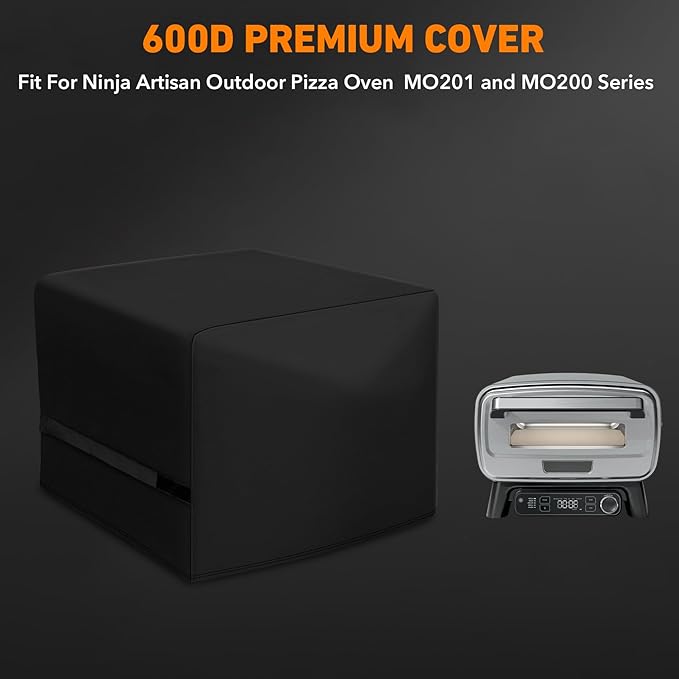 Heavy Duty 600D Grill Cover Compatible with Portable Table Top Pellet Griil and Ninja Artisan Outdoor Pizza Oven MO201 MO200 Series, UV and Water Resistant