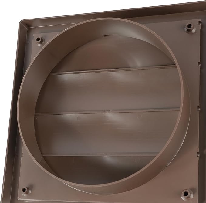 Plastic 6" Black Dryer Vent Cover with Flange - Exhaust Ventilation Grille with Shutters - Louvered Air Vent for Bathroom, Kitchen, Garage various Ventilation Systems Ø5.9" / 7.5" x 7.5"