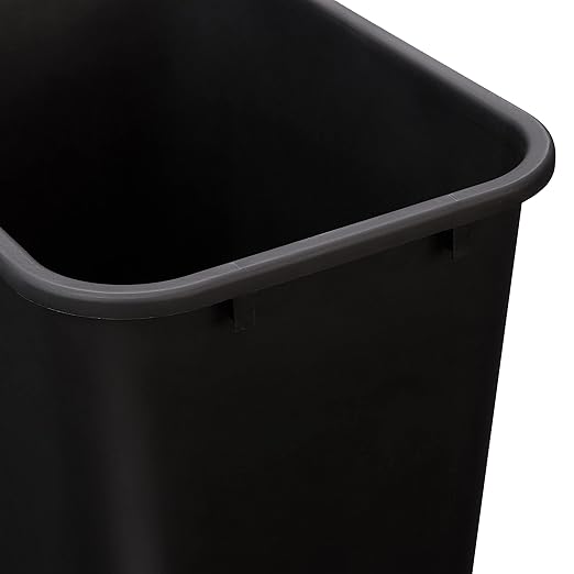 Amazon Basics Trash Can, Rectangular Commercial Office Wastebasket, 10 Gallon (Pack Of 1), Black