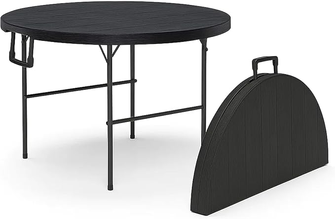 3.5 Feet Circular Round Foldable Table with Built in Handle & Steel Legs | Heavy Duty Portable | Perfect for Party, Dining, Wedding, Events, Picnic Indoor, Outdoor, Camping, Utility