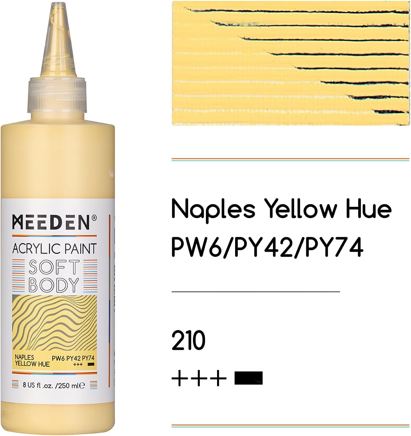 MEEDEN Soft Body Acrylic Paint: Naples Yellow Hue Matte Finish - 250ml/8.45oz Bulk Acrylic Colors in Ergonomic Bottle - Fluid Flow Art Paints for Artists Canvas Painting