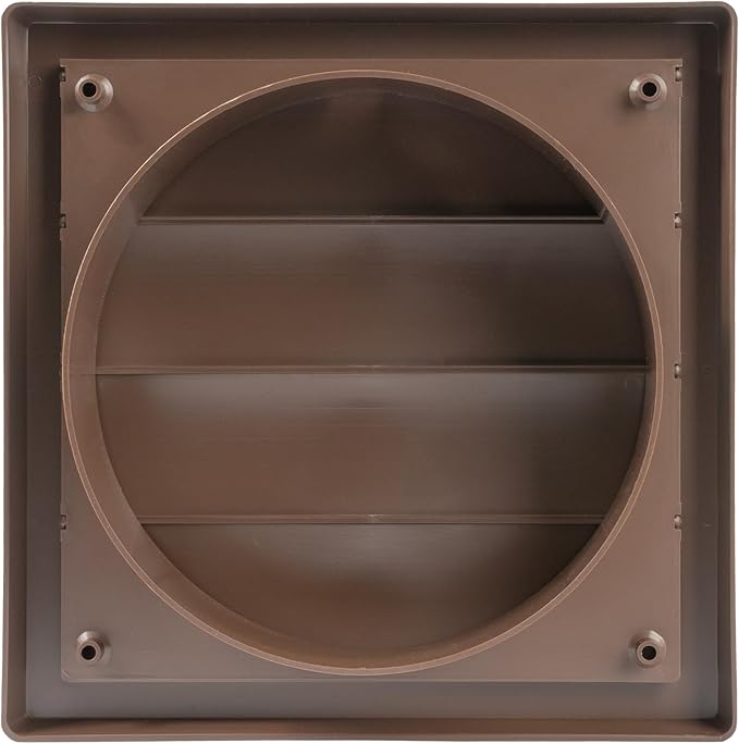 Plastic 6" Black Dryer Vent Cover with Flange - Exhaust Ventilation Grille with Shutters - Louvered Air Vent for Bathroom, Kitchen, Garage various Ventilation Systems Ø5.9" / 7.5" x 7.5"