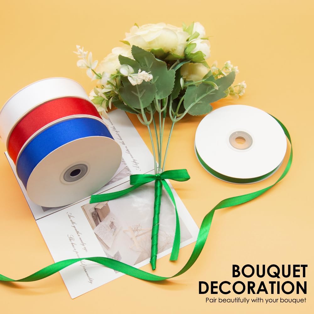 3/8" x 50 Yards Satin Ribbon - Gold Silk Ribbon with Spool - Ideal for Gift Wrapping, Floral Bouquets, Crafts, Wedding Party Decorations, Christmas and Sewing Projects