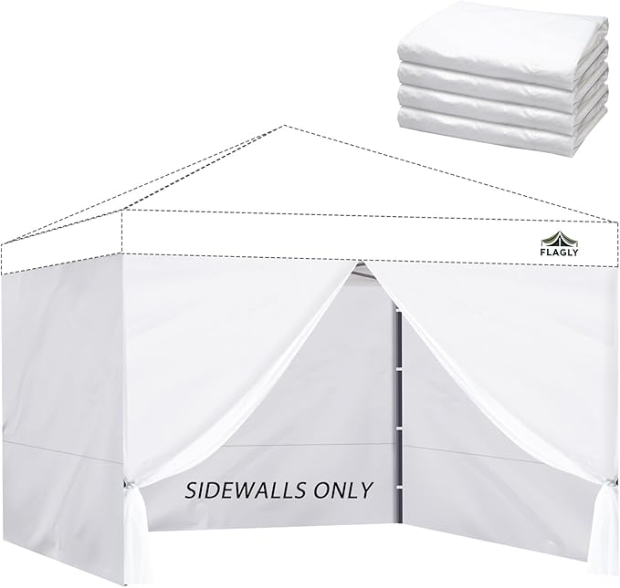 Instant Canopy Sidewalls for 10x10 Pop Up Canopy Tent, 300D Waterproof Material for Outdoor Events, Vendor Booths, and Privacy (Sidewalls Only, Canopy Not Included) (White, 10x10ft-4pcs)
