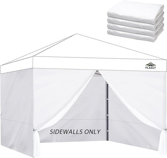 Instant Canopy Sidewalls for 10x10 Pop Up Canopy Tent, 300D Waterproof Material for Outdoor Events, Vendor Booths, and Privacy (Sidewalls Only, Canopy Not Included) (White, 10x10ft-4pcs)