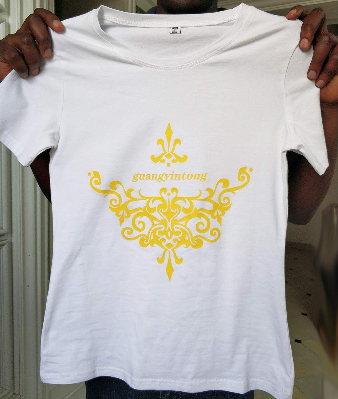 Guangyintong Heat Transfer Vinyl Yellow HTV Rolls, 12" x 12ft Iron on Vinyl for T-Shirts, Matte Surface HTV for All Cutter Machine Easy to Cut & Weed for Heat Vinyl DIY Design