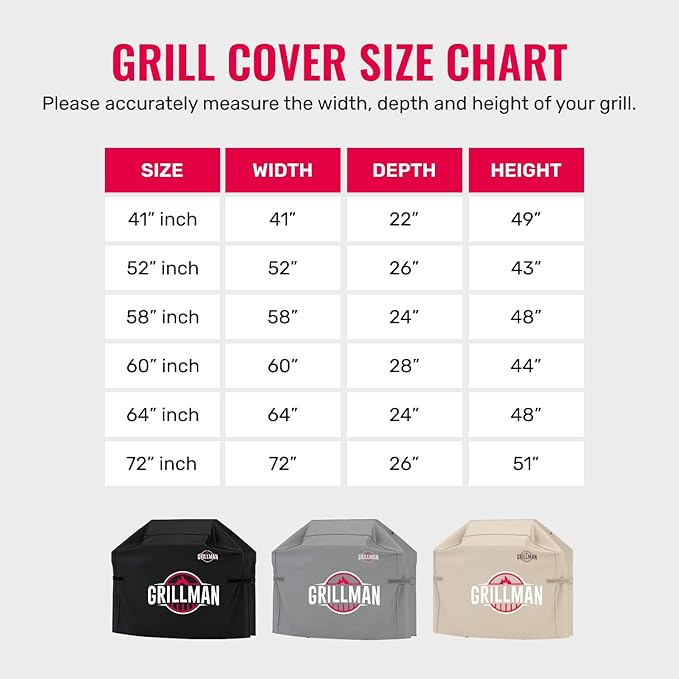 Grillman Grill Cover, BBQ Outdoor Grill Covers, Charcoal, Gas Grills, Waterproof, Rip-Proof, Weather-Resistant, Anti-UV, Barbecue Cover for Traegar 22/575 Series, Pro 22, Z, etc (Black, 41 Inch)