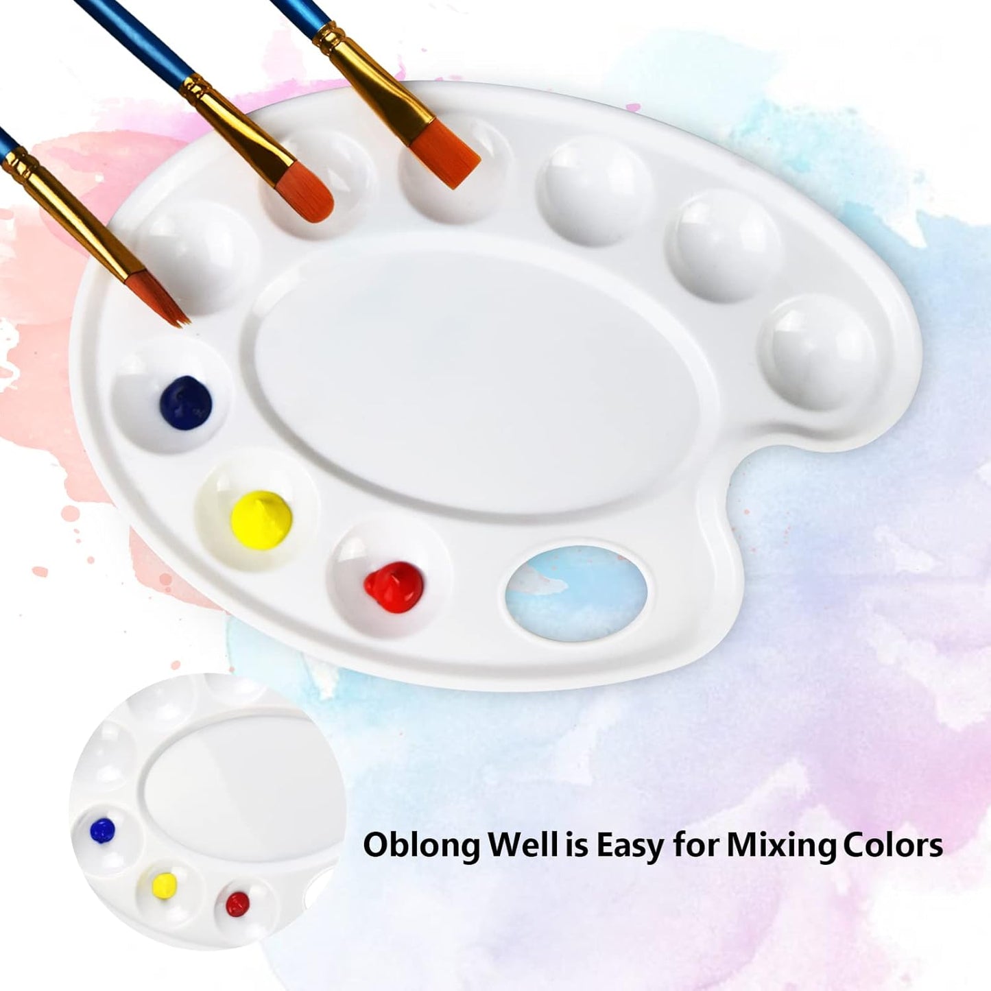 Hulameda Update 30pcs Paint Tray Palettes,Plastic Paint Tray Palette,Paint Palettes,Paint Pallets with 9 Wells for Adults & Kids, or Painting or DIY Craft Class,White