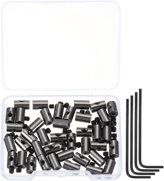 MECCANIXITY 40 Pcs Metal Locking Pin Backs, Locking Pin Keepers Clasp 9mm(H) with 4 Wrench Replacement in Storage Case for Badge, Brooch, Black Tone