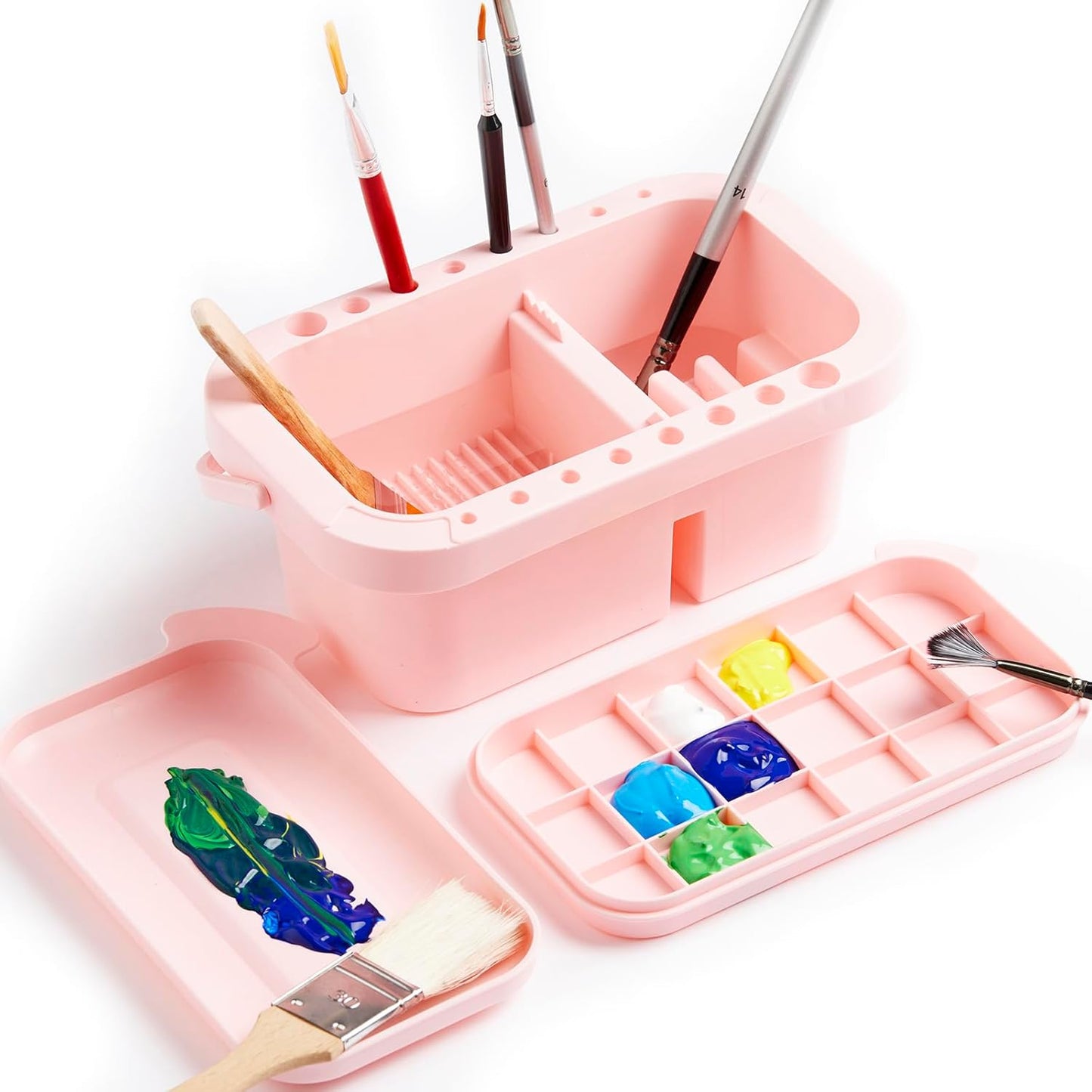 SEVENY Multifunctional Paint Brush Cleaner & Holder, Painting Accessories with handle for Acrylic, Watercolor, and Water-Based Paints(Pink)