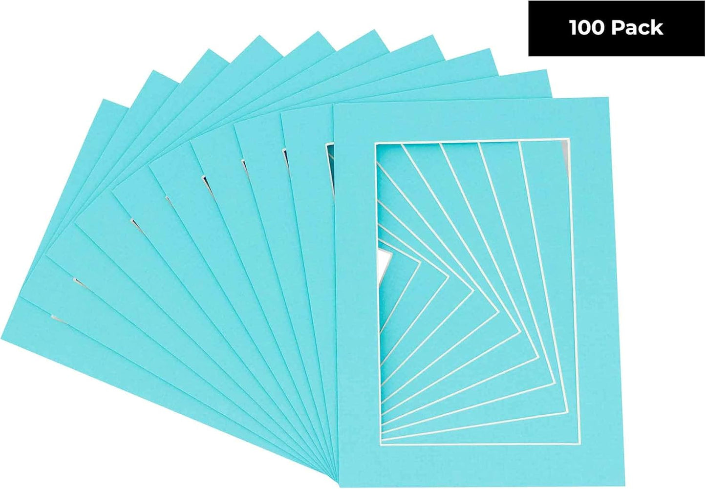 11x14 Mat for 8.5x11 Photo - Precut Aquamarine Blue Picture Matboard for Frames Measuring 11 x 14 Inches - Bevel Cut Matte to Display Art Measuring 8.5 x 11 Inches - Acid Free Pack of 100 MATS