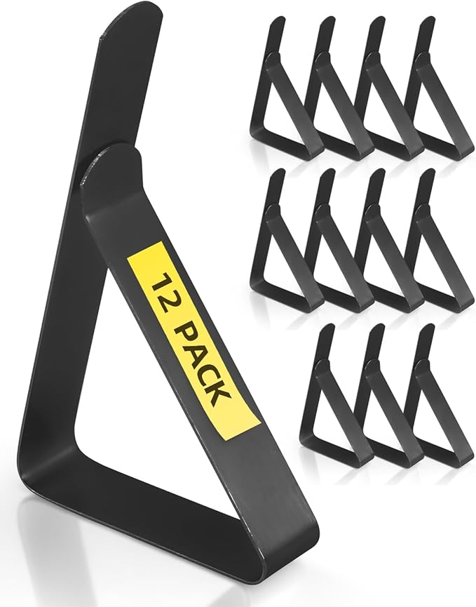 12 Pack Tablecloth Clips - Heavy Duty Picnic Table Clips, Stainless Steel Table Cloth Cover Clamps, Table Cloth Holders Ideal for Restaurant Party