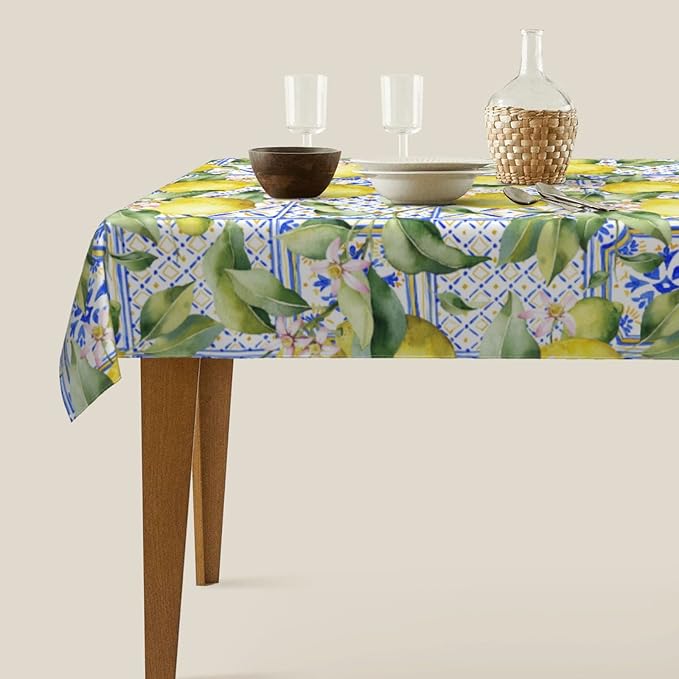 Worltoldb Lemon Tablecloths Polyester Table Cloth for Kitchen Dinning Table Washable Table Cover for Parties Wedding Picnic
