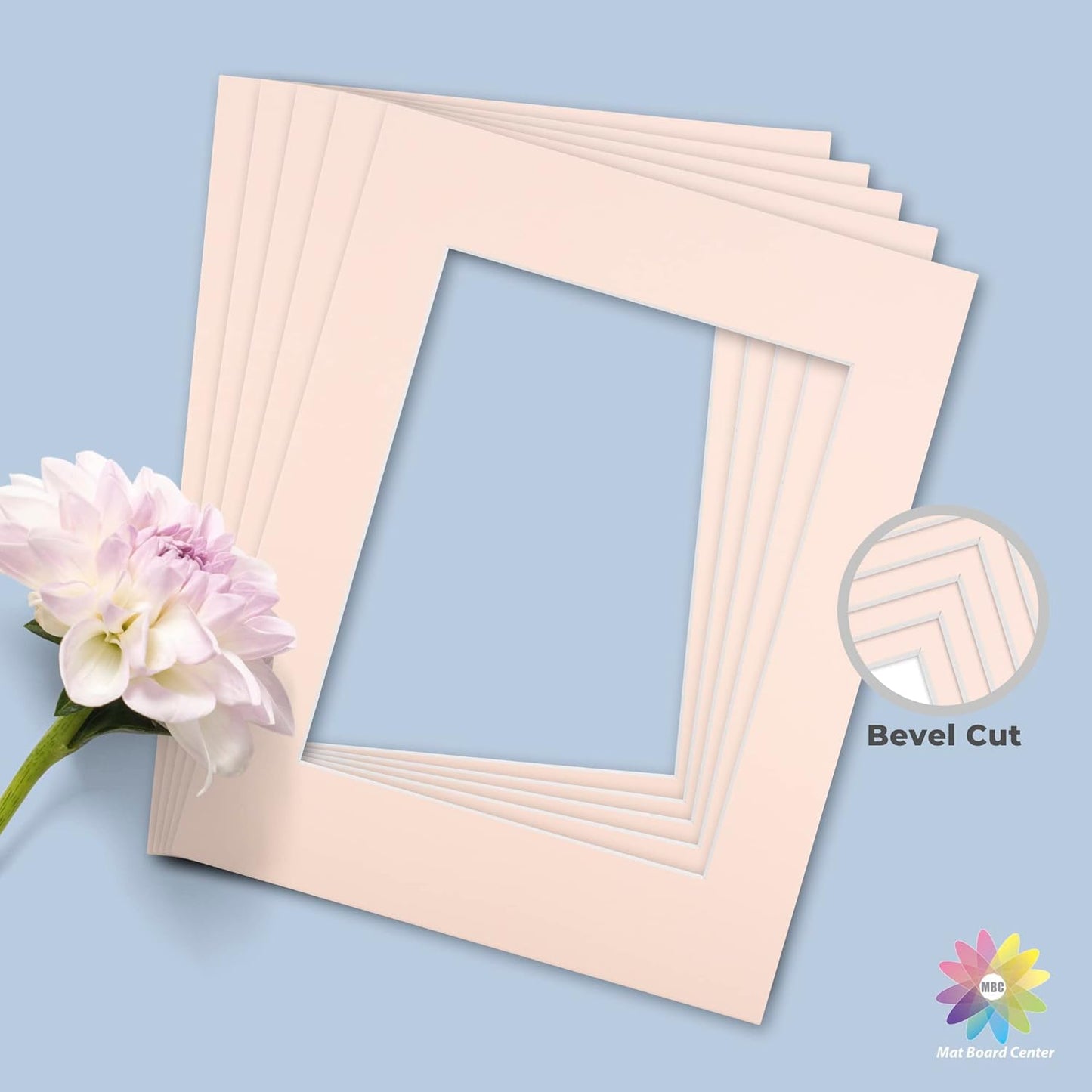 Mat Board Center, Pack of 10, 11x14 for 8x10 Pink Color Mats - Bevel Cut, Acid Free, 4-ply Thickness, White Core - for Pictures, Photos, Framing