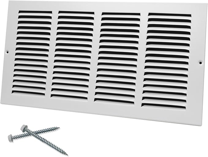16"W x 8"H [Duct Opening Size] Steel Return Air Grille, Air Return Vent Cover for Ceiling and Sidewall - HVAC Air Vent Covers - [Outer Dimensions: 17.75"W x 9.75"H]