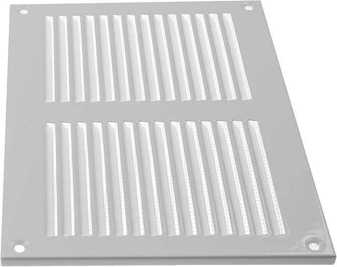 Repa Market 8x6 Inch Air Vent Cover/White Galvanized Steel Louvered Grill Cover with Mesh Screen/Wall or Ceiling Vent/Durable Flush Mount HVAC Register for Indoor and Outdoor Ventilation