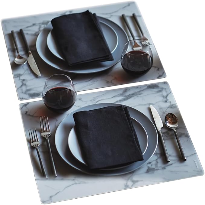 modern-twist 14 x 16 Silicone Placemat, BPA, PVC-Free Table Mat, Dishwasher Safe, Marble Print in Gray, Pack of 1