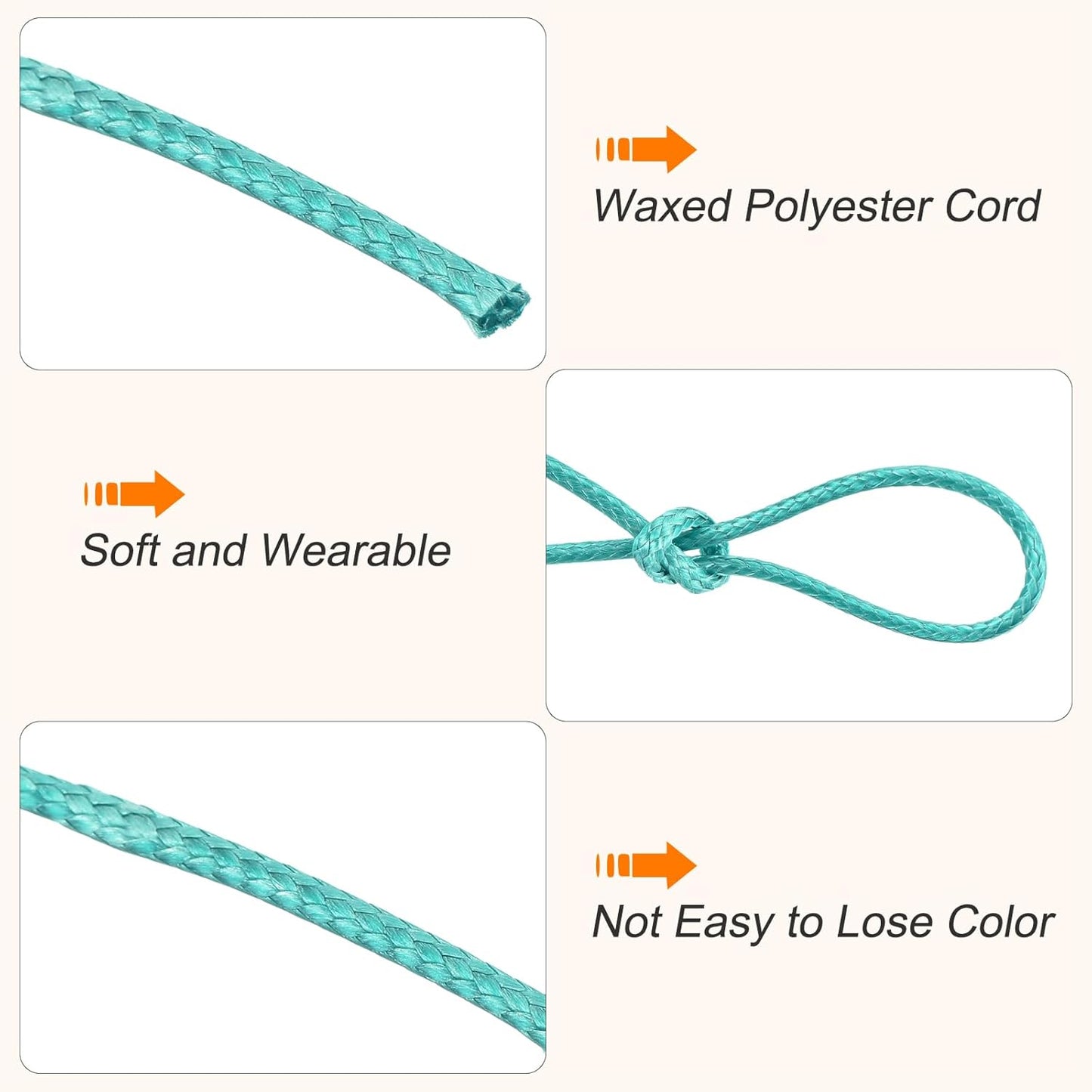 MECCANIXITY Waxed Cord 1.5mm Waxed Polyester Cord 175 Yard Wax String for Bracelet Making,Necklaces, Beading,Jewelry Making and DIY Crafts(Blue-Green)