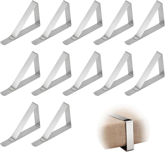 12 Pack Tablecloth Clips - Stainless Steel Table Cloth Holder Clips, Metal Table Cloth Holding Clip for Picnics, Dinner Parties, and Camping.